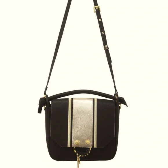 Foley + Corinna NWOT!!!! REESE SATCHEL/ CROSSBODY IN BLACK STRIPE - Picture 8 of 10